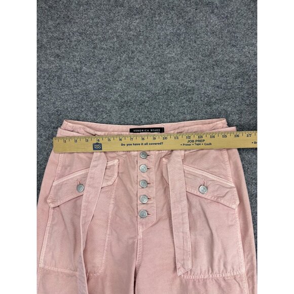 Veronica Beard Jeans Womens 29 Pink Rinley Cropped High Rise Button Fly Made USA - Picture 3 of 9